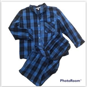 Victoria’s Secret pajama set blue plaid pjs size large L